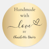 Sticker Rond Nom en or fait avec amour (Devant)