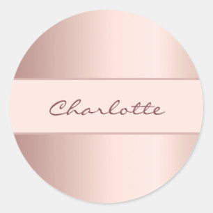 Sticker Rond Nom en or rose