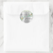 Sticker Rond Nom Enregistrer La Date Gouttes Argent Vert Menthe (Sac)