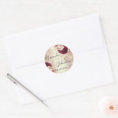Sticker Rond Nom Enregistrer La Date Rose Doré Florales (Enveloppe)