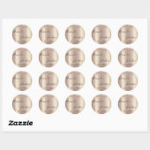 Sticker Rond Nom Enregistrer La Date Rose Gold Drives Sparkly (Feuille)