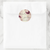 Sticker Rond Nom Enregistrer La Date Rose Gold Florales (Sac)