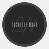 Sticker Rond Nom et monogramme élégants modernes | Gris foncé e (Devant)