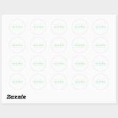 Sticker Rond Nom et monogramme modernes | Vert et blanc (Feuille)