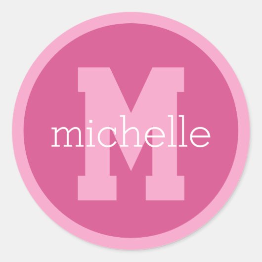 Sticker Rond Nom et monogramme personnalisés (Devant)