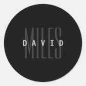 Sticker Rond Nom et nom de famille du chevauchement moderne (Devant)