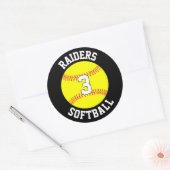 Sticker Rond Nom et numéro de l'équipe de softball Personnalisé (Enveloppe)