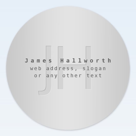 Sticker Rond Nom et slogan éditable moderne | Dégradé gris 