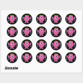Sticker Rond Nom Étiquette/Sticker - Design Monster Rose (Feuille)