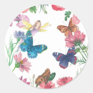 Sticker Rond nom fait sur commande floral illustré parfée