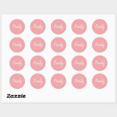 Sticker Rond Nom Féminin Script Rose Pâle et Blanc Esthétique (Feuille)