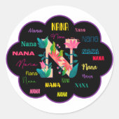 Sticker Rond Nom floral Nana (Devant)