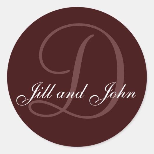 Sticker Rond Nom Initial D plus Prénoms Chocolat (Devant)