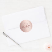Sticker Rond Nom initial du monogramme or rose (Enveloppe)