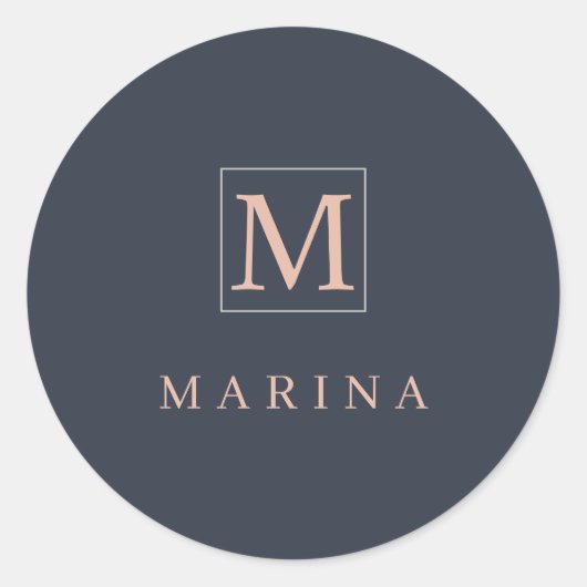 Sticker Rond Nom initial personnalisé du charbon de bois (Devant)