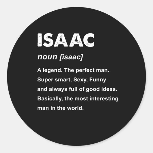 Sticker Rond Nom Isaac (Devant)