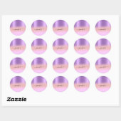 Sticker Rond Nom Mariage OMBRE Minimalisme Rose violet rose ros (Feuille)