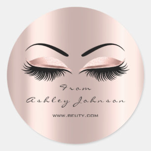 Sticker Rond Nom Merci Beauté Parties scintillant Lash Artiste 