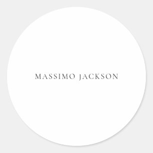 Sticker Rond Nom Minimaliste Moderne Simple Uni Noir Blanc