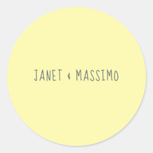 Sticker Rond Nom minimaliste personnalisé jaune pastel personna