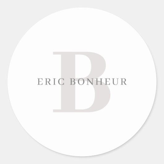 Sticker Rond Nom moderne élégant et monogramme (Devant)