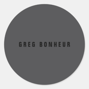 Sticker Rond Nom moderne ou autre Modèle de texte   Gris charbo