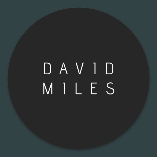 Sticker Rond Nom modifiable minimaliste moderne | Noir & Blanc