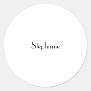 Sticker Rond Nom Monogram Modèle noir blanc personnalisé