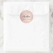Sticker Rond Nom monogramme en or rose (Sac)