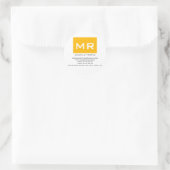 Sticker Rond Nom Monogramme Moderne Attrayant Jaune Blanc (Sac)