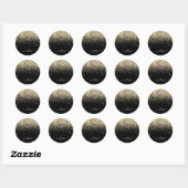 Sticker Rond Nom Monogramme Pailleté Fille Doré Noir (Feuille)