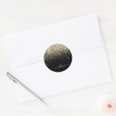 Sticker Rond Nom Monogramme Pailleté Fille Doré Noir (Enveloppe)