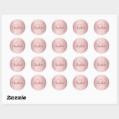 Sticker Rond Nom monogramme rose rose poussiéreux (Feuille)