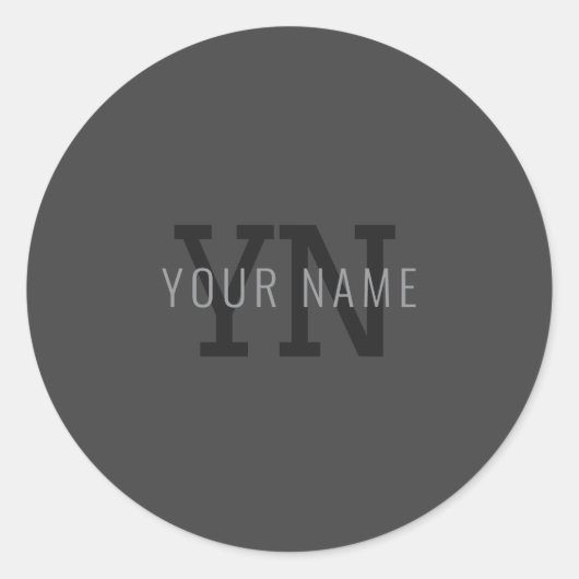 Sticker Rond Nom monographique moderne gris foncé (ou autre tex (Devant)
