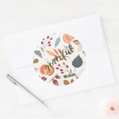 Sticker Rond Nom, Motif d'automne 3 pouces rond (Enveloppe)
