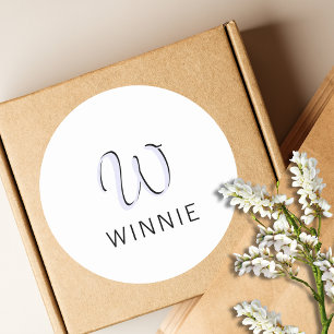 Sticker Rond Nom noir initial élégant du lavande   Moderne