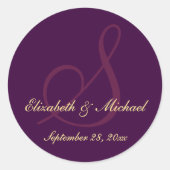 Sticker Rond Nom Or Élégant Monogramme Mariage Enregistrer La D (Devant)