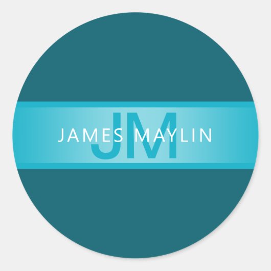 Sticker Rond Nom ou raison sociale moderne Blue Gradient (Devant)