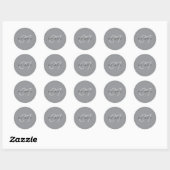 Sticker Rond Nom ou salutation modifiable | Gris noir et foncé (Feuille)