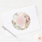 Sticker Rond Nom Pampas Grass Floral Company Boho Pink (Enveloppe)