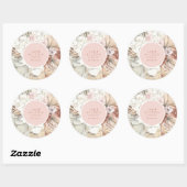 Sticker Rond Nom Pampas Grass Floral Company Boho Pink (Feuille)