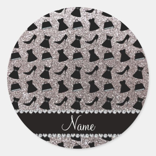 Sticker Rond Nom parties scintillant argent talons hauts porte- (Devant)