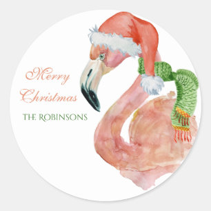 Sticker Rond Nom personnalisable Pink Christmas Père Noël Flama