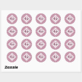 Sticker Rond Nom personnalisé 1920s Radiant Dusky Rose Dot Mand (Feuille)