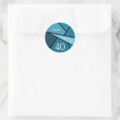 Sticker Rond Nom personnalisé 40e anniversaire Abstrait Turquoi (Sac)