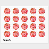 Sticker Rond Nom personnalisé 60e anniversaire Pink Orange Flow (Feuille)