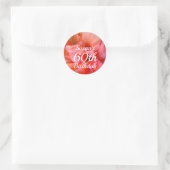 Sticker Rond Nom personnalisé 60e anniversaire Pink Orange Flow (Sac)