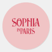 Sticker Rond Nom personnalisé à Paris Rose & Rouge Enterrement (Devant)