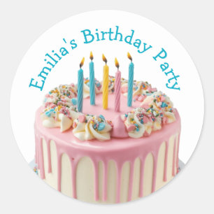 Sticker Rond Nom Personnalisé Anniversaire Fête Drift Candles