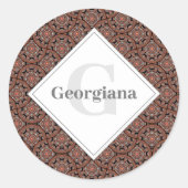 Sticker Rond Nom personnalisé Art Déco Safari Coucher de soleil (Devant)